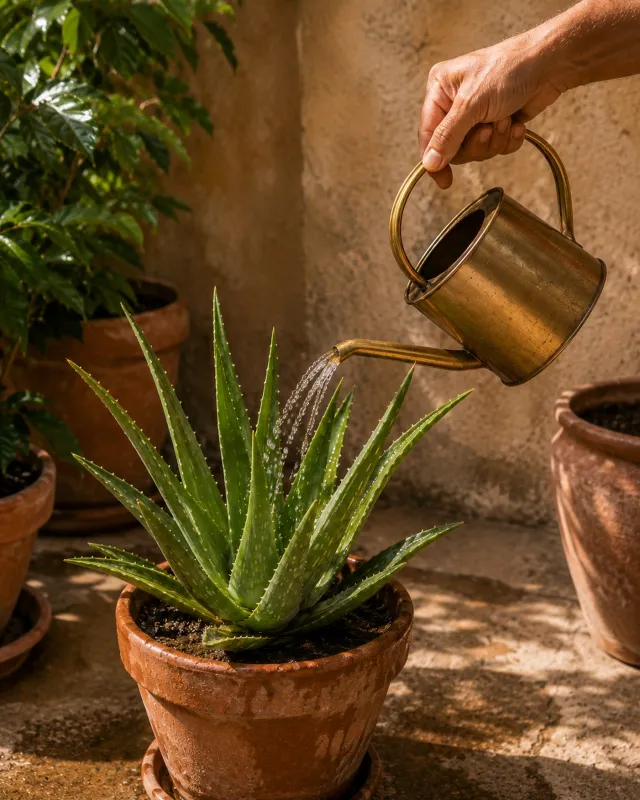 Un peu de soleil, juste ce qu’il faut d’eau… et beaucoup d’amour 🌿☀️ L’Aloe vera aime les arrosages espacés : laissez b…